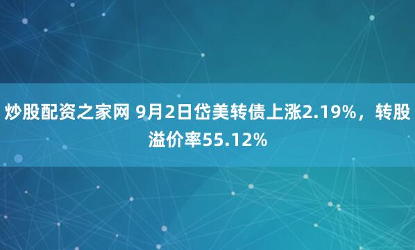 炒股配资之家网 9月2日岱美转债上涨2.19%，转股溢价率55.12%